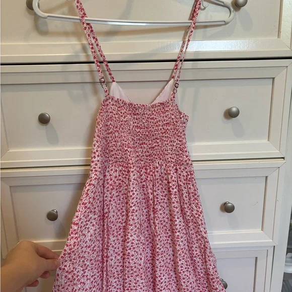 Red and White Floral Summer Midi Dress - Picture 5 of 8